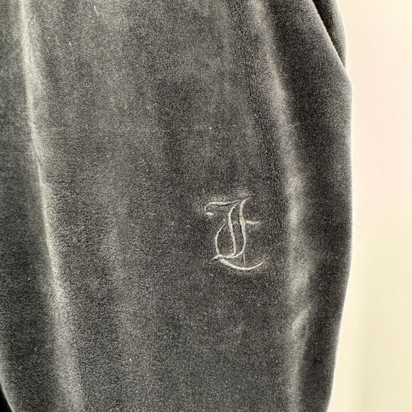 JUICY COUTURE Black Classic Y2K Velour Pull On Cropped Pants Size L - Picture 3 of 7